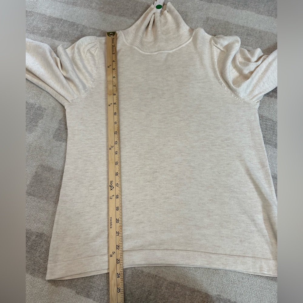 Lilla P Women’s Puff Sleeve Turtleneck Oatmeal NWT (Size M) - Picture 8 of 10
